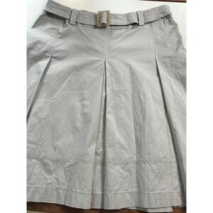 Giada Milan Beige Pleated Belted Midi Skirt Women Size 42 retro minimalist khaki